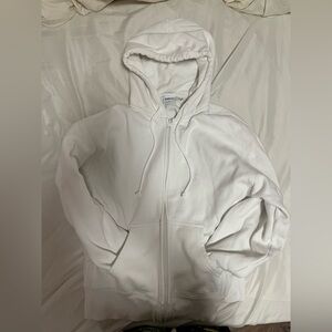 TNA SWEATFLEECE BOYFRIEND WHITE ZIP UP HOODIE size M